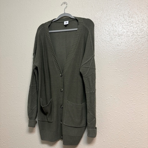 Cabi Trinity Stitch Cardigan Olive Green - Picture 7 of 7